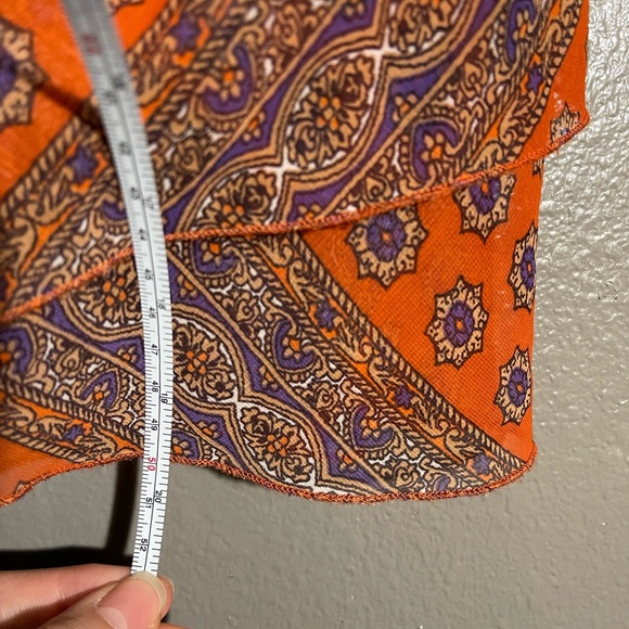 Guess Spaghetti Strap Burnt Orange Chiffon Peplum Blouse Size L - Picture 9 of 10